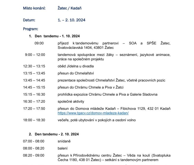 Setkání – Tandem SPŠE Žatec